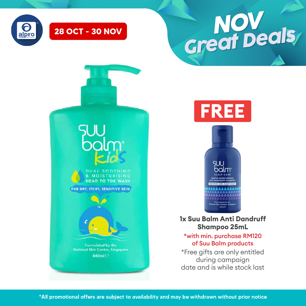 Suu Balm Kids Dual Soothing & Moisturising Head To Toe Wash 840ml Suu Balm