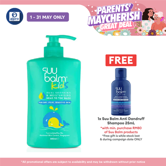 Suu Balm Kids Dual Soothing & Moisturising Head To Toe Wash 840ml Suu Balm