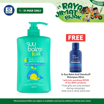 Suu Balm Kids Dual Soothing & Moisturising Head To Toe Wash 840ml Suu Balm