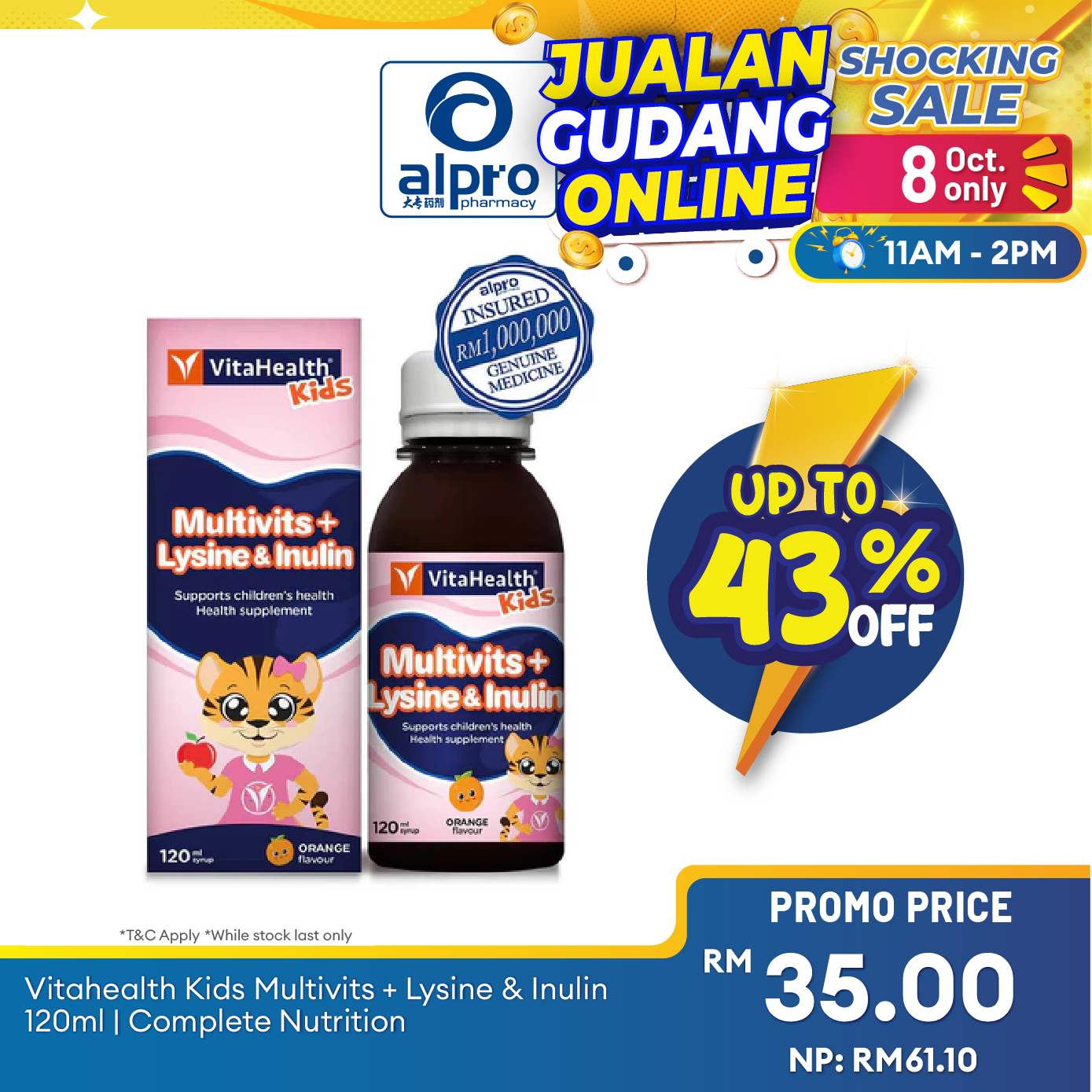 Vitahealth Kids Multivits + Lysine & Inulin 120ml | Complete Nutrition Alpro Pharmacy