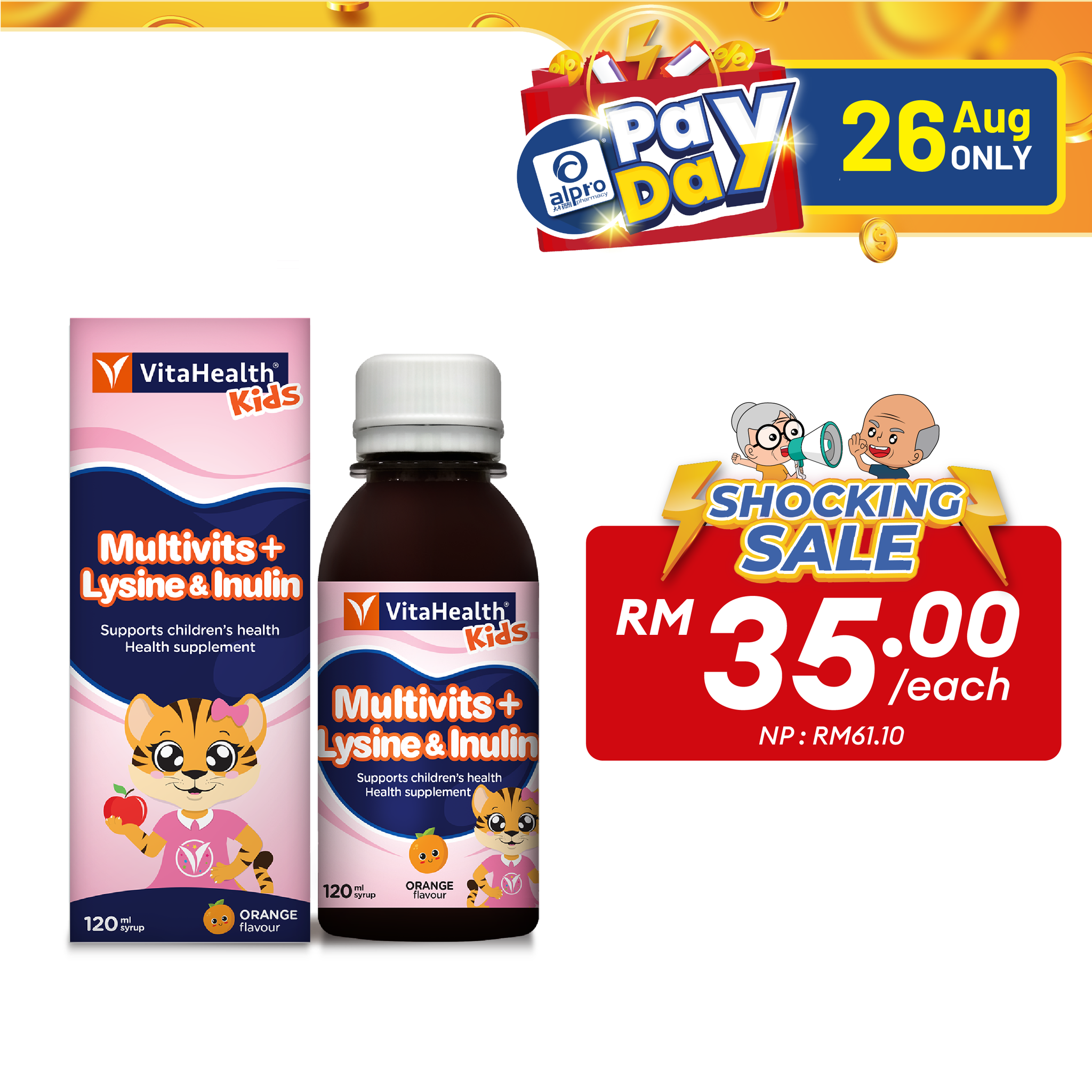 Vitahealth Kids Multivits + Lysine & Inulin 120ml | Complete Nutrition Alpro Pharmacy