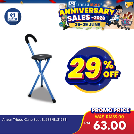 Anzen Tripod Cane Seat with Warranty | Maximum Capacity 75kg Anzen