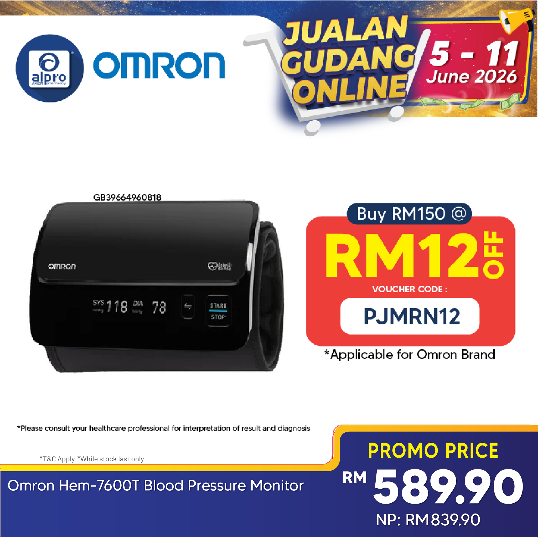 Omron Smart Elite Hem-7600T Blood Pressure Monitor | Revolutionary Tubeless Design Omron