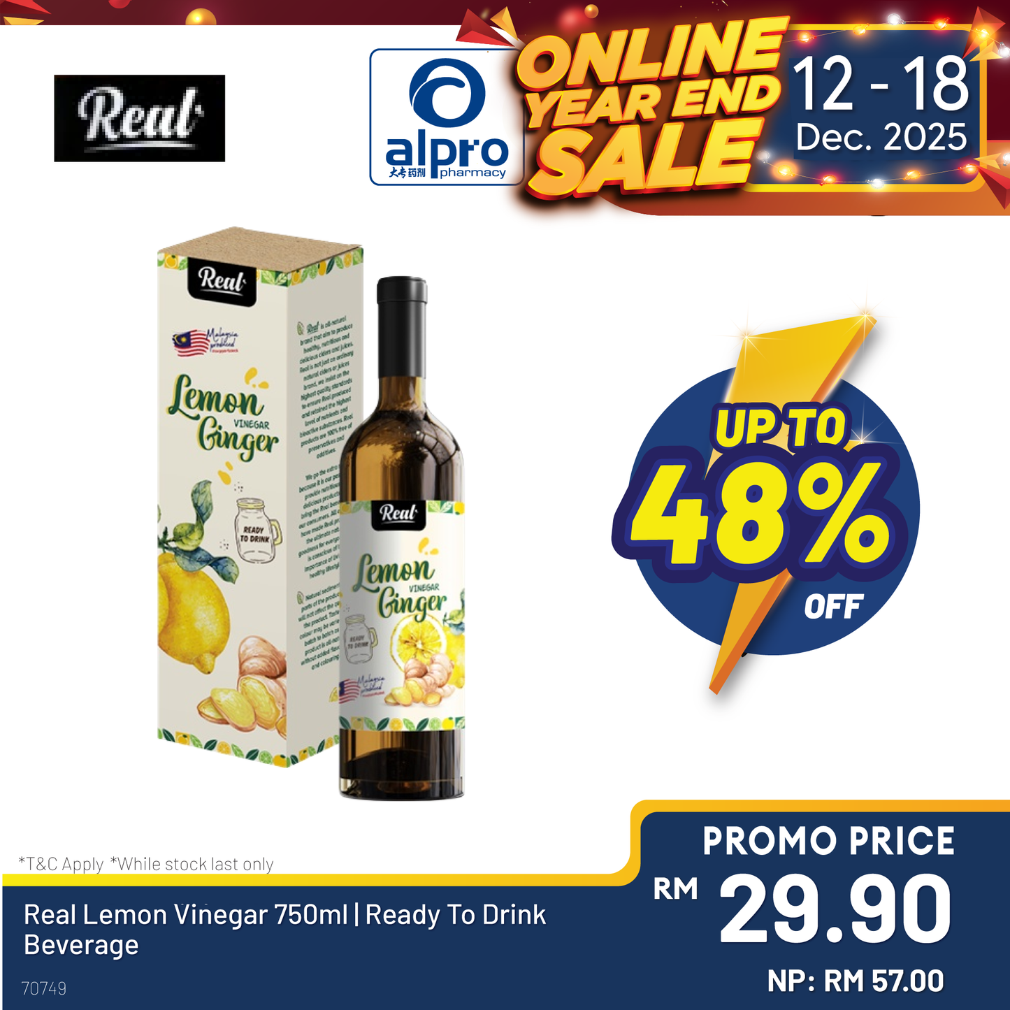 Real Lemon Vinegar 750ml | Ready To Drink Beverage Real