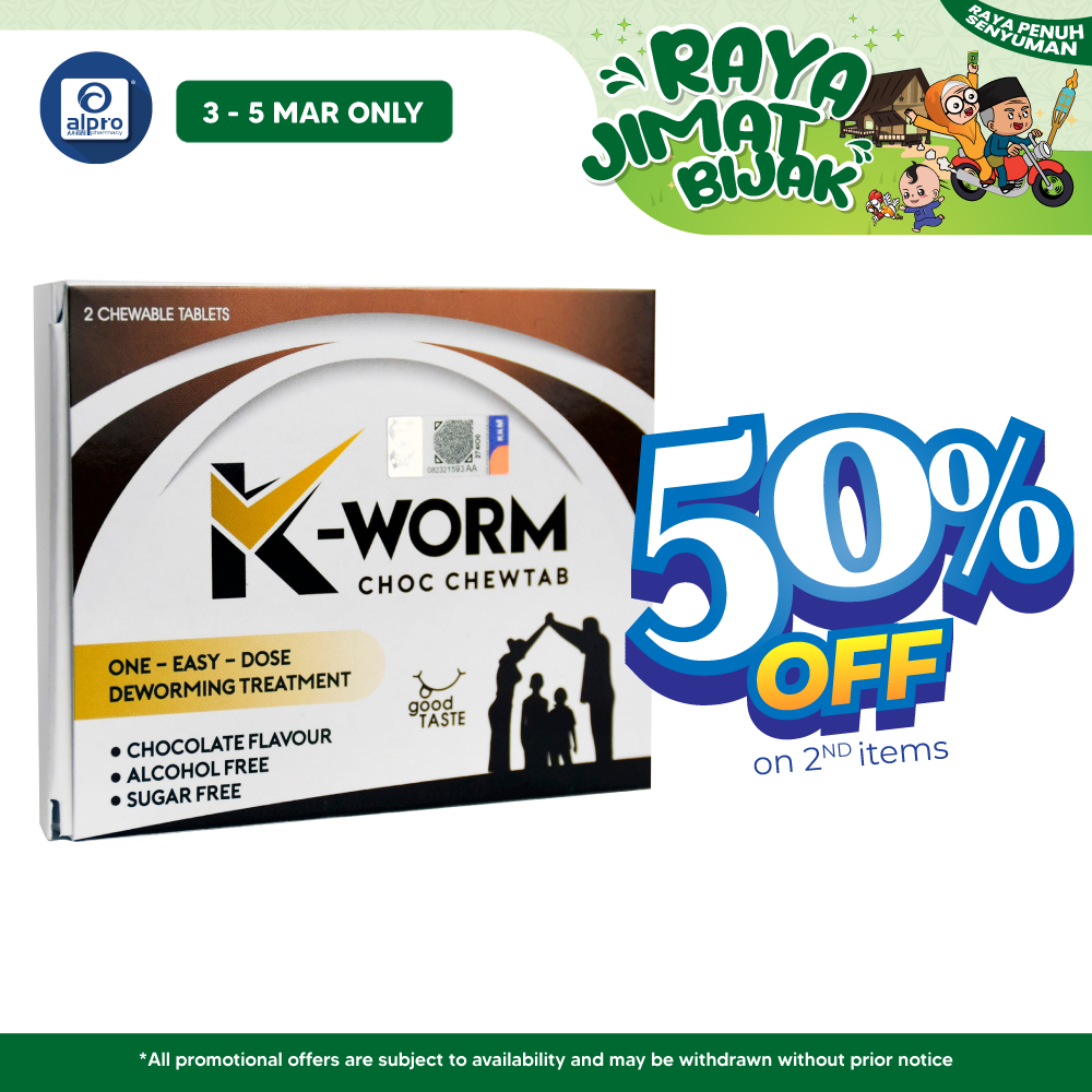 K-worm Choc Chewtab 2s | One-Easy-Dose Deworming Treatment K-Worm