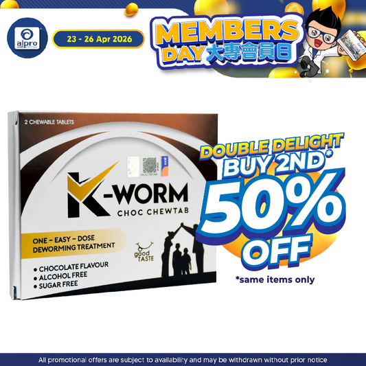 K-worm Choc Chewtab 2s | One-Easy-Dose Deworming Treatment K-Worm