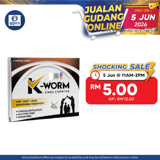 K-worm Choc Chewtab 2s | One-Easy-Dose Deworming Treatment