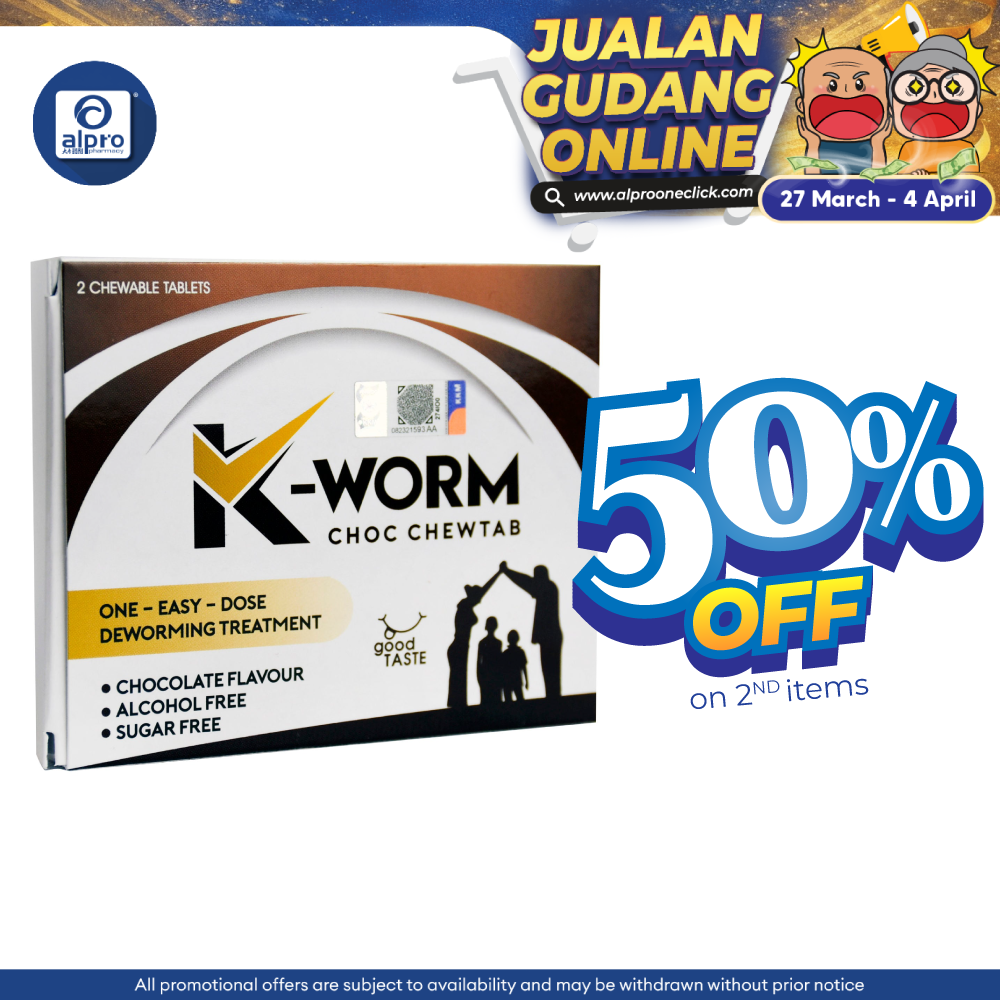 K-worm Choc Chewtab 2s | One-Easy-Dose Deworming Treatment K-Worm