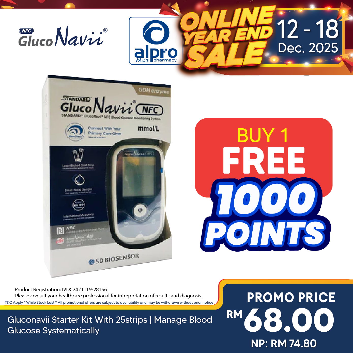 Gluconavii Starter Kit With 25strips | Manage Blood Glucose Systematically GlucoNavii