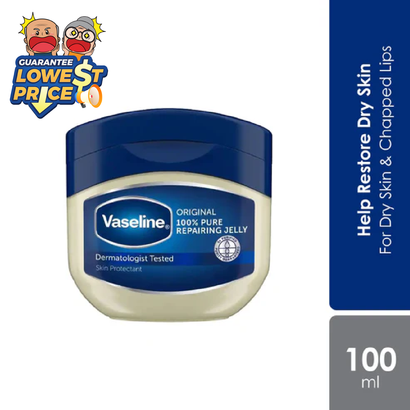 Vaseline Original 100% Pure Repairing Jelly 100ml | Helps Provides Dry Skin Relief Vaseline