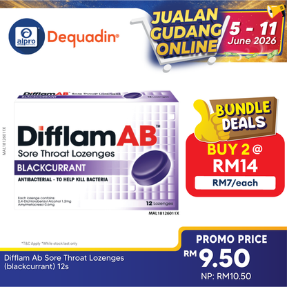 Difflam Ab Sore Throat Lozenges (blackcurrant) 12s Difflam