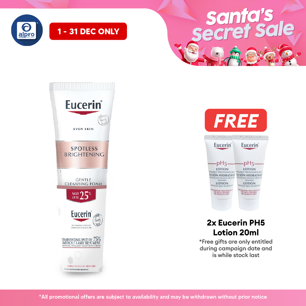 Eucerin Spotless Brightening Gentle Cleansing Foam 150ml Twin Pack | Reduce Dark Spots and Acne Scar Alpro Pharmacy