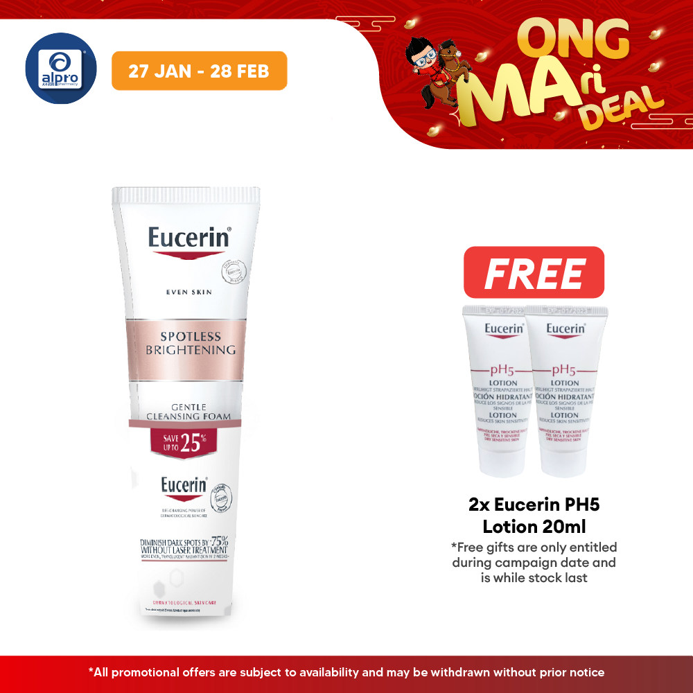 Eucerin Spotless Brightening Gentle Cleansing Foam 150ml Twin Pack | Reduce Dark Spots and Acne Scar Alpro Pharmacy