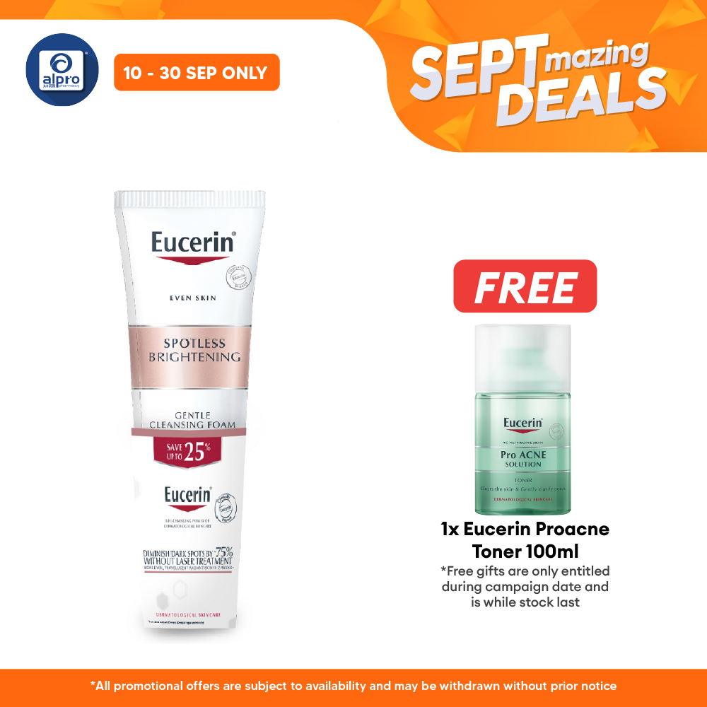 Eucerin Spotless Brightening Gentle Cleansing Foam 150ml Twin Pack | Reduce Dark Spots and Acne Scar Alpro Pharmacy