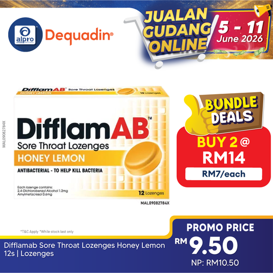 Difflamab Sore Throat Lozenges Honey Lemon 12s | Lozenges Difflam