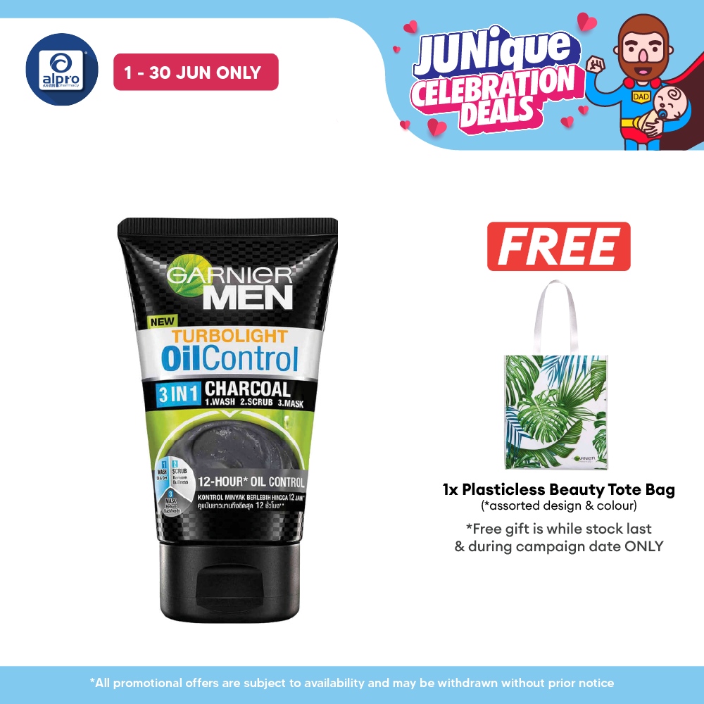 Garnier Men Turbolight Oil Control 3in1 Charcoal Foam 150g Alpro Pharmacy