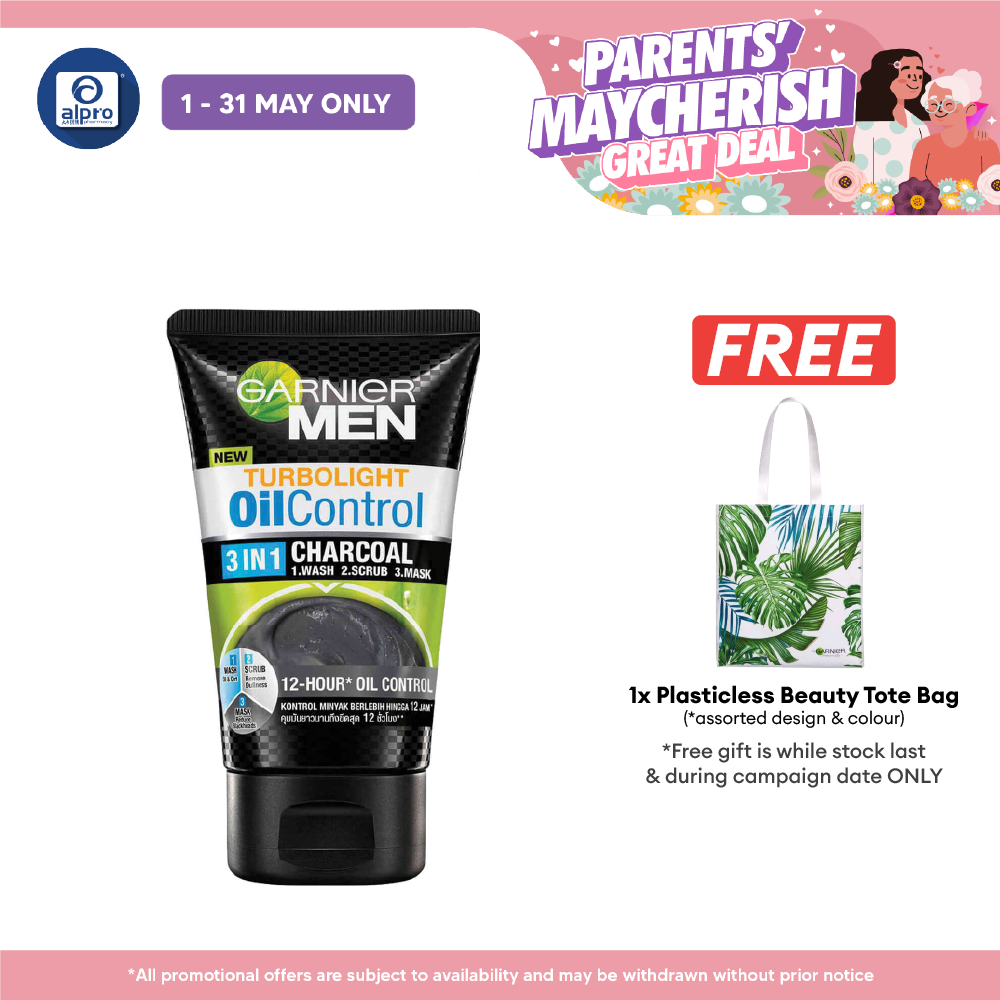 Garnier Men Turbolight Oil Control 3in1 Charcoal Foam 150g Alpro Pharmacy