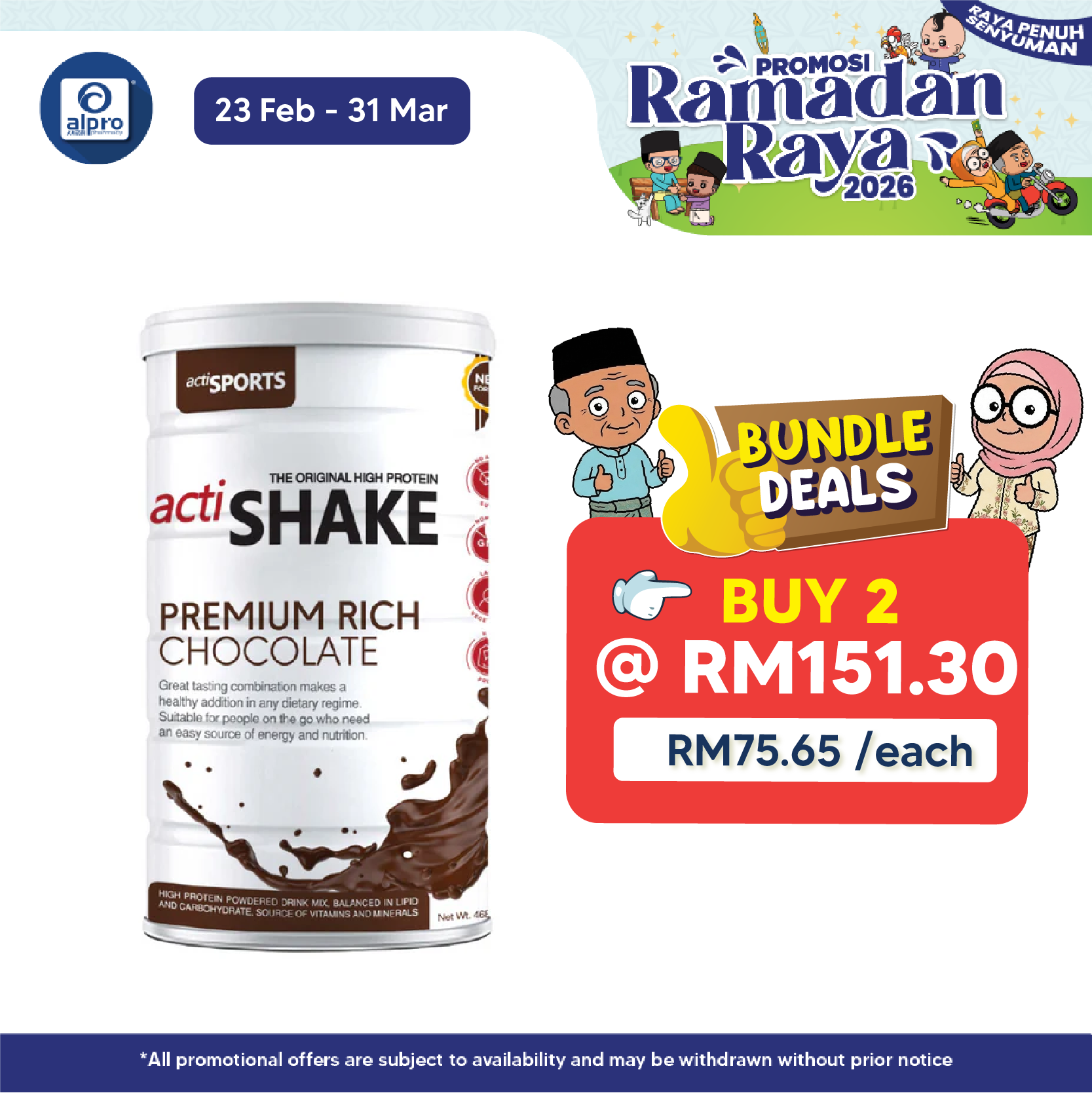 Actishake Premium Rich Chocolate 468g | High Protein for Weight Loss Actisport