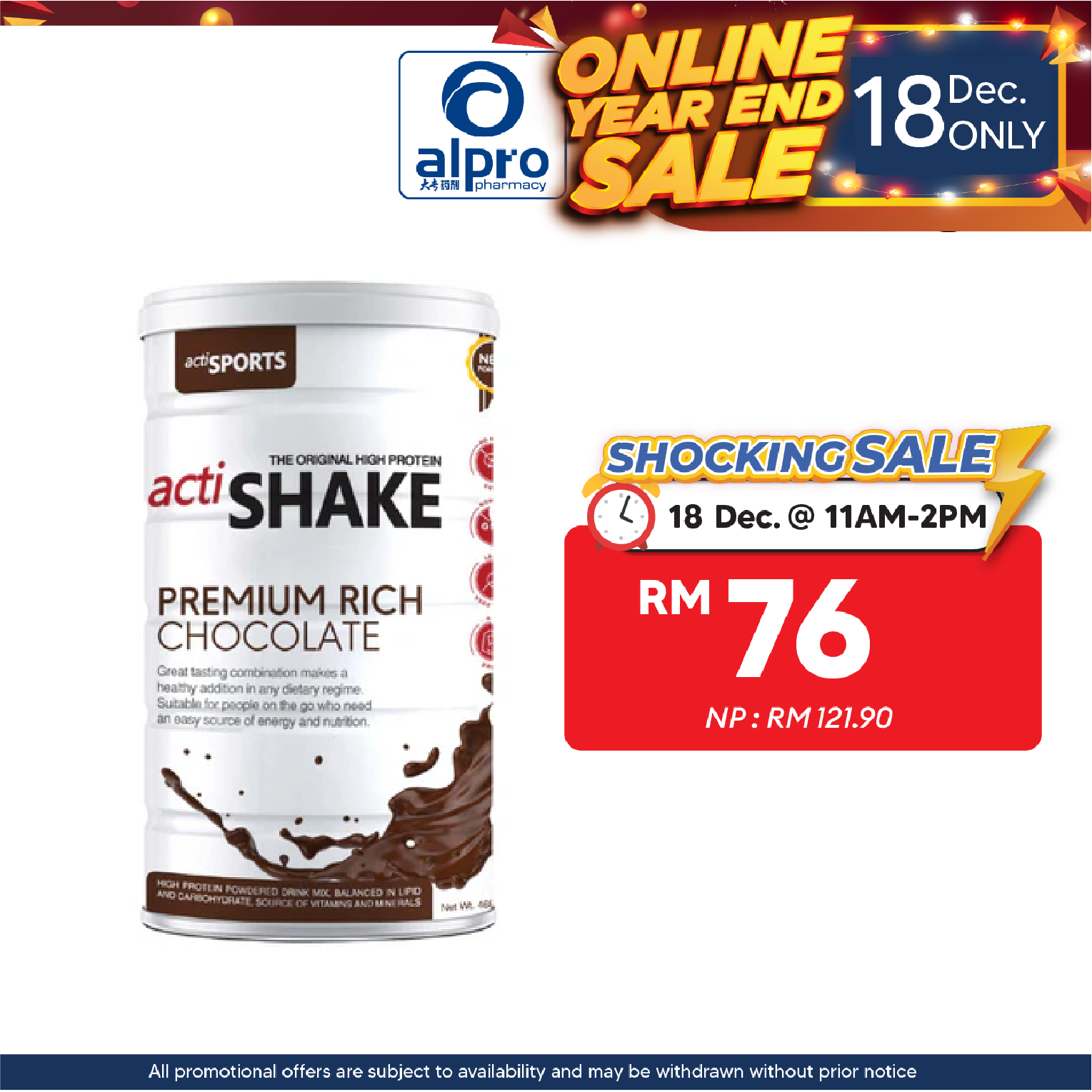 Actishake Premium Rich Chocolate 468g | High Protein for Weight Loss