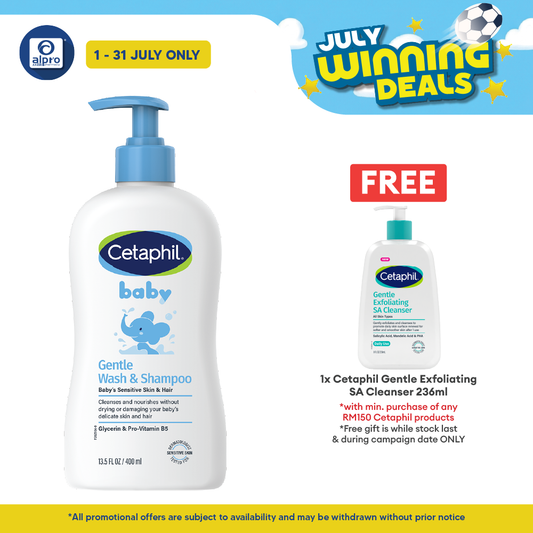 Cetaphil Baby Wash & Shampoo 400ml | Soft and Smoothing Cetaphil