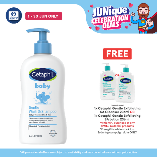 Cetaphil Baby Wash & Shampoo 400ml | Soft and Smoothing Cetaphil
