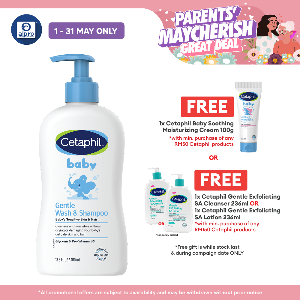Cetaphil Baby Wash & Shampoo 400ml | Soft and Smoothing Cetaphil