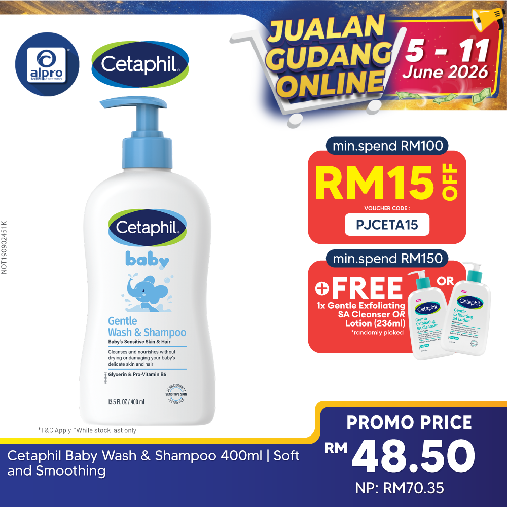 Cetaphil Baby Wash & Shampoo 400ml | Soft and Smoothing Cetaphil