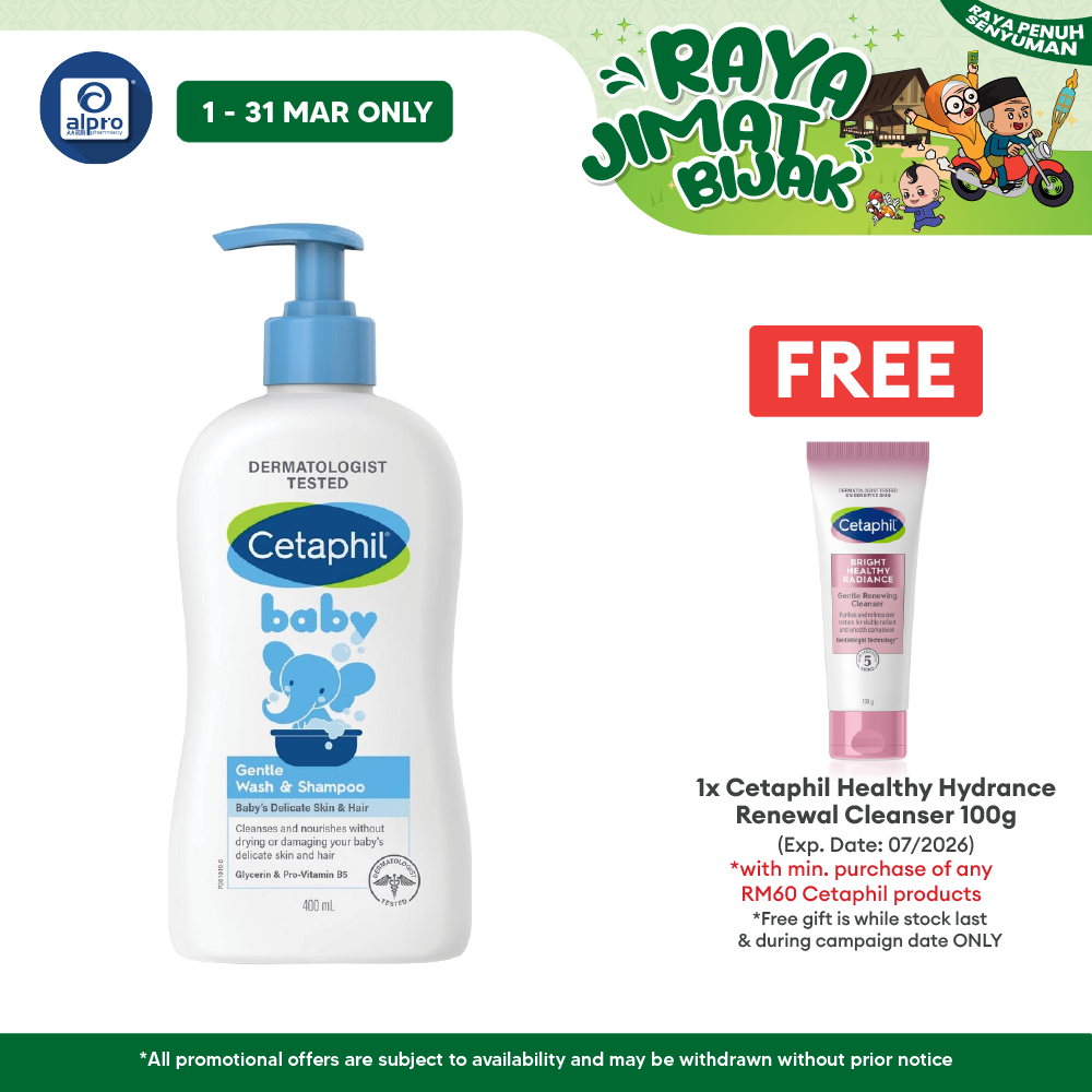 Cetaphil Baby Wash & Shampoo 400ml | Soft and Smoothing Cetaphil