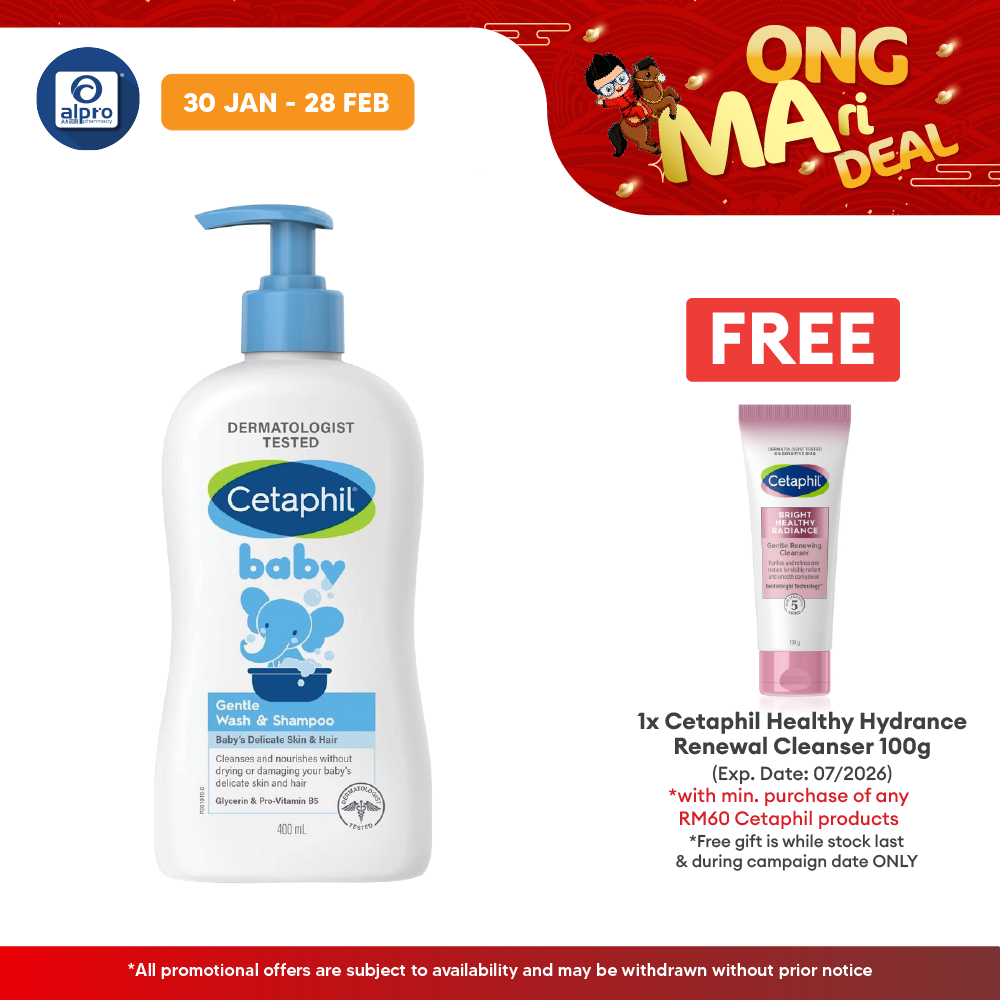 Cetaphil Baby Wash & Shampoo 400ml | Soft and Smoothing Cetaphil