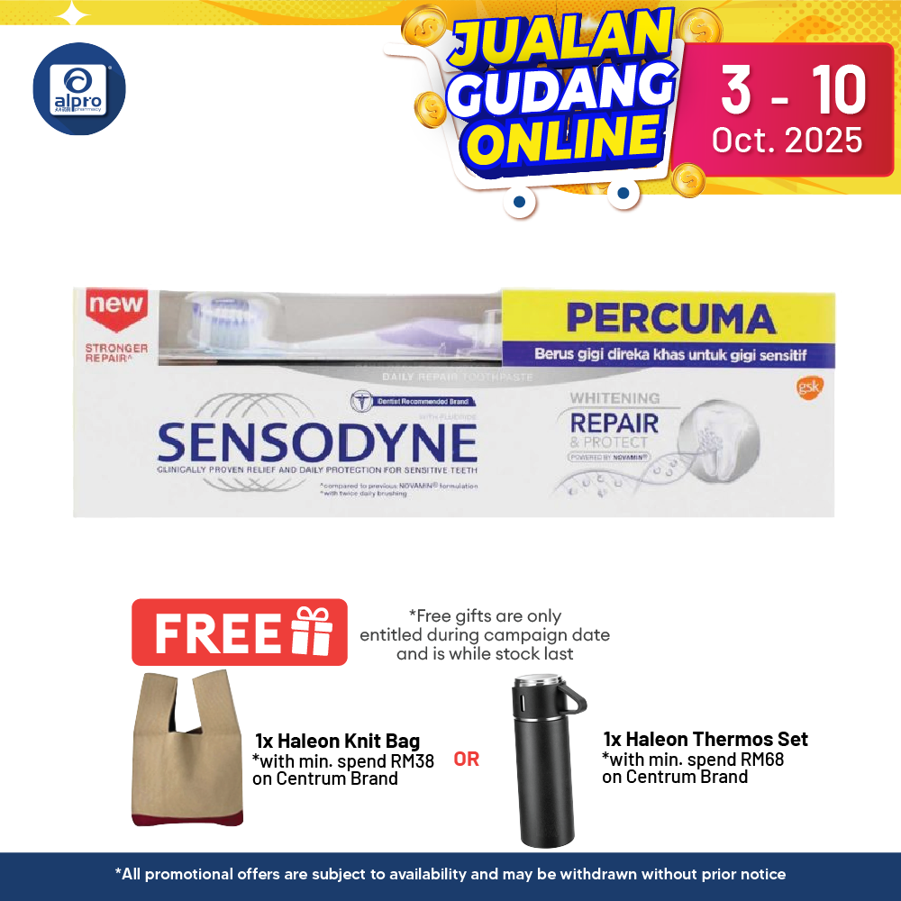 Sensodyne Repair & Protect Whitening 100g Free Toothbrush Alpro Pharmacy