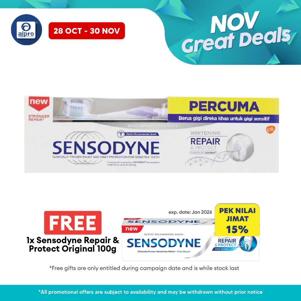 Sensodyne Repair & Protect Whitening 100g Free Toothbrush Alpro Pharmacy