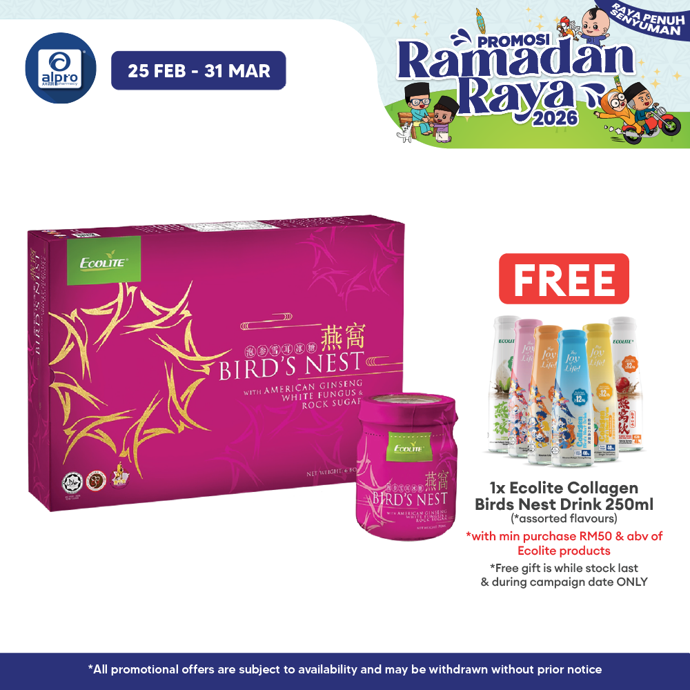 Ecolite Bird's Nest With American Ginseng & White Fungus 6x70ml | Improves Immune System Ecolite