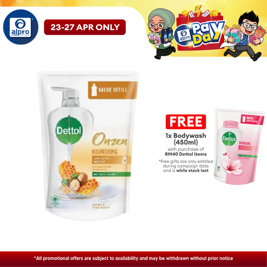 Dettol Onzen Nourishing Shower Gel (honey & Shea Butter) Refill Pouch 500ml Alpro Pharmacy