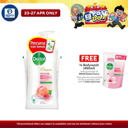 Dettol Onzen Revitalising Shower Gel (peach & Raspberry) 950ml + 250ml Alpro Pharmacy