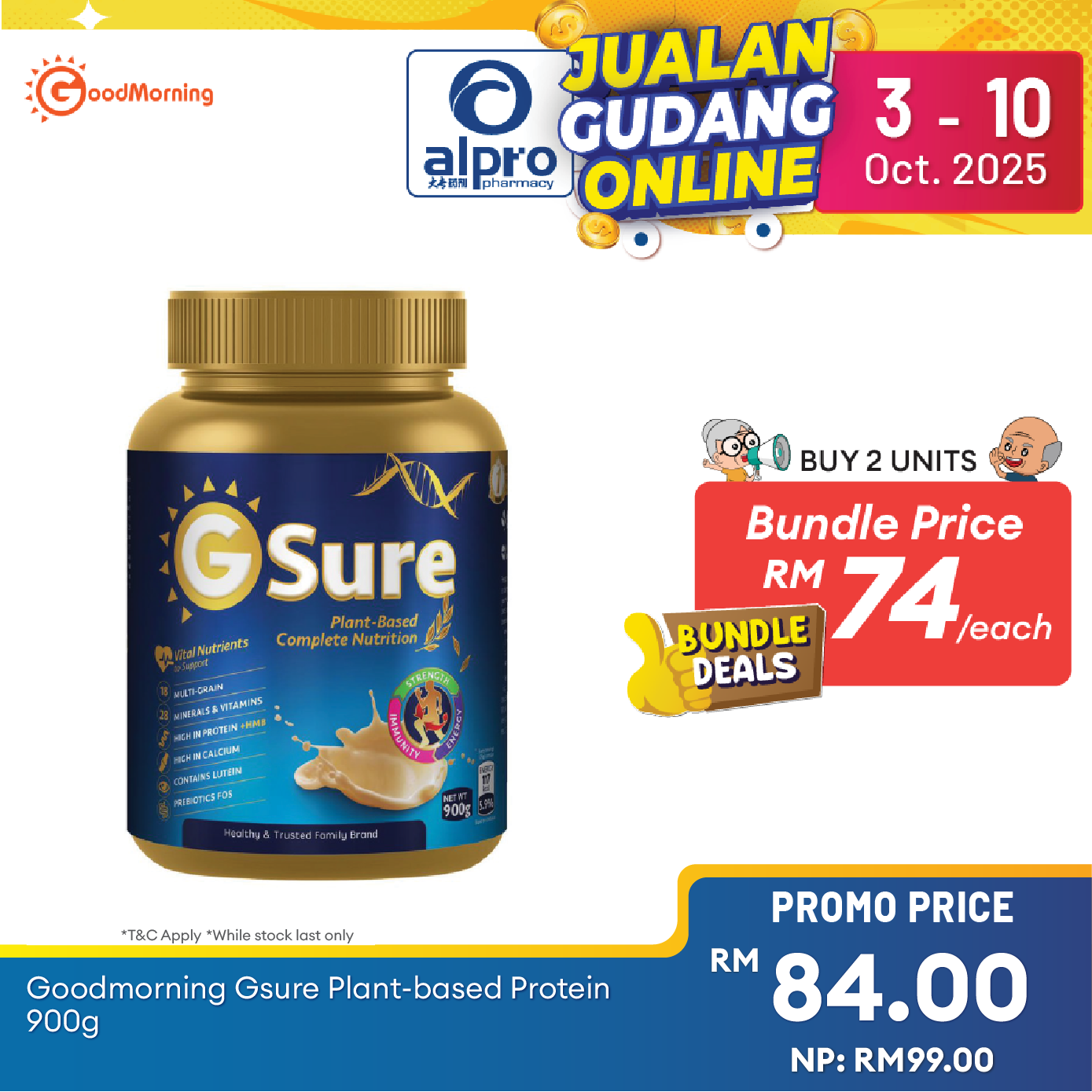 GoodMorning GSure Plant-based Protein 850g Alpro Pharmacy