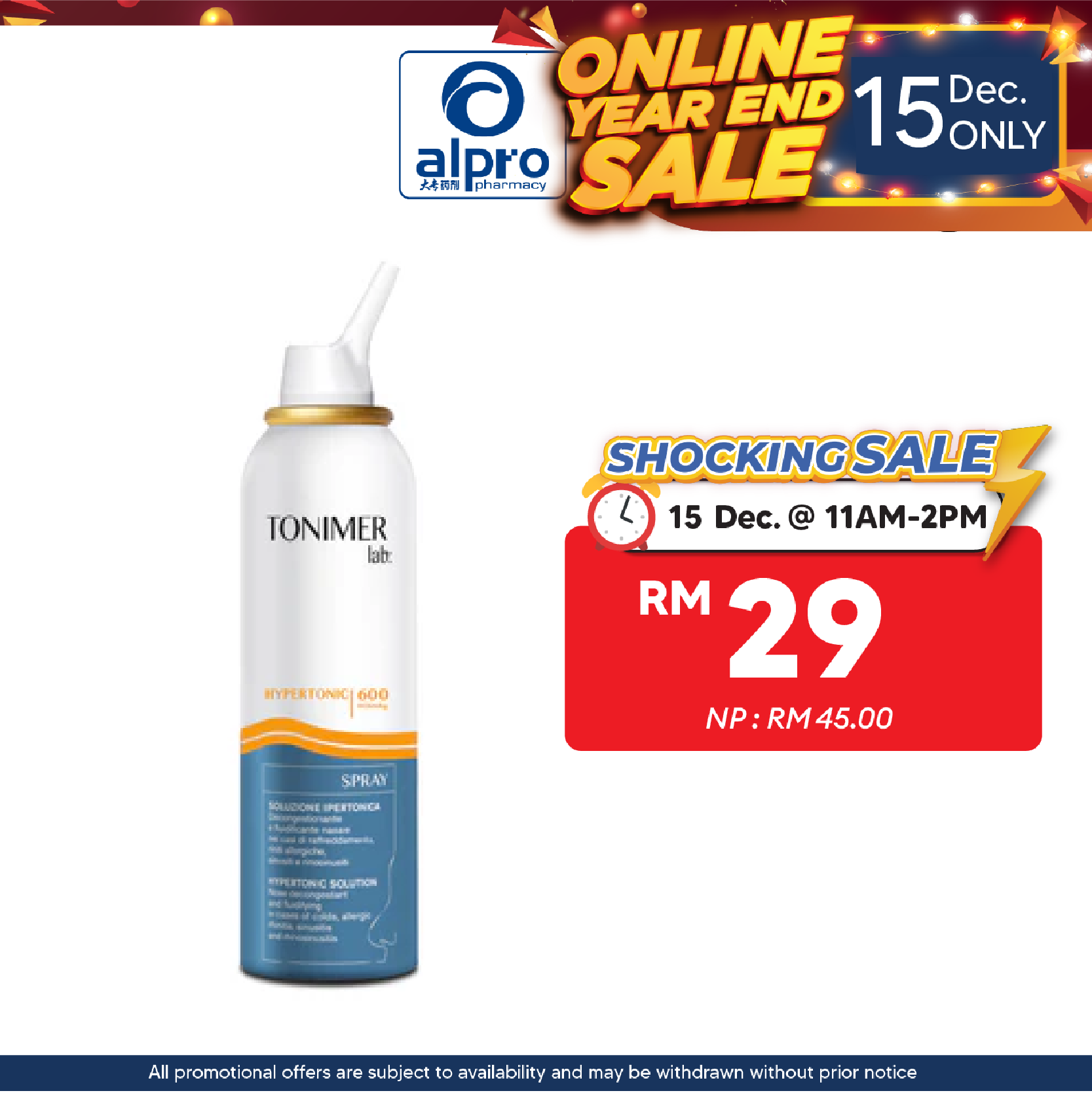 Tonimer Lab Hypertonic Nasal Spray 125ml | Clear Blocked Nose