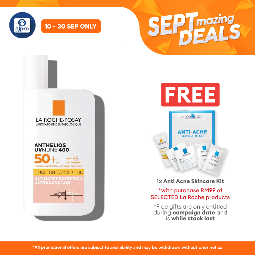 La Roche Posay Anthelios Invisible Fluid Tinted SPF 50+ 50ml | Lightweight Tinted Sunscreen Alpro Pharmacy