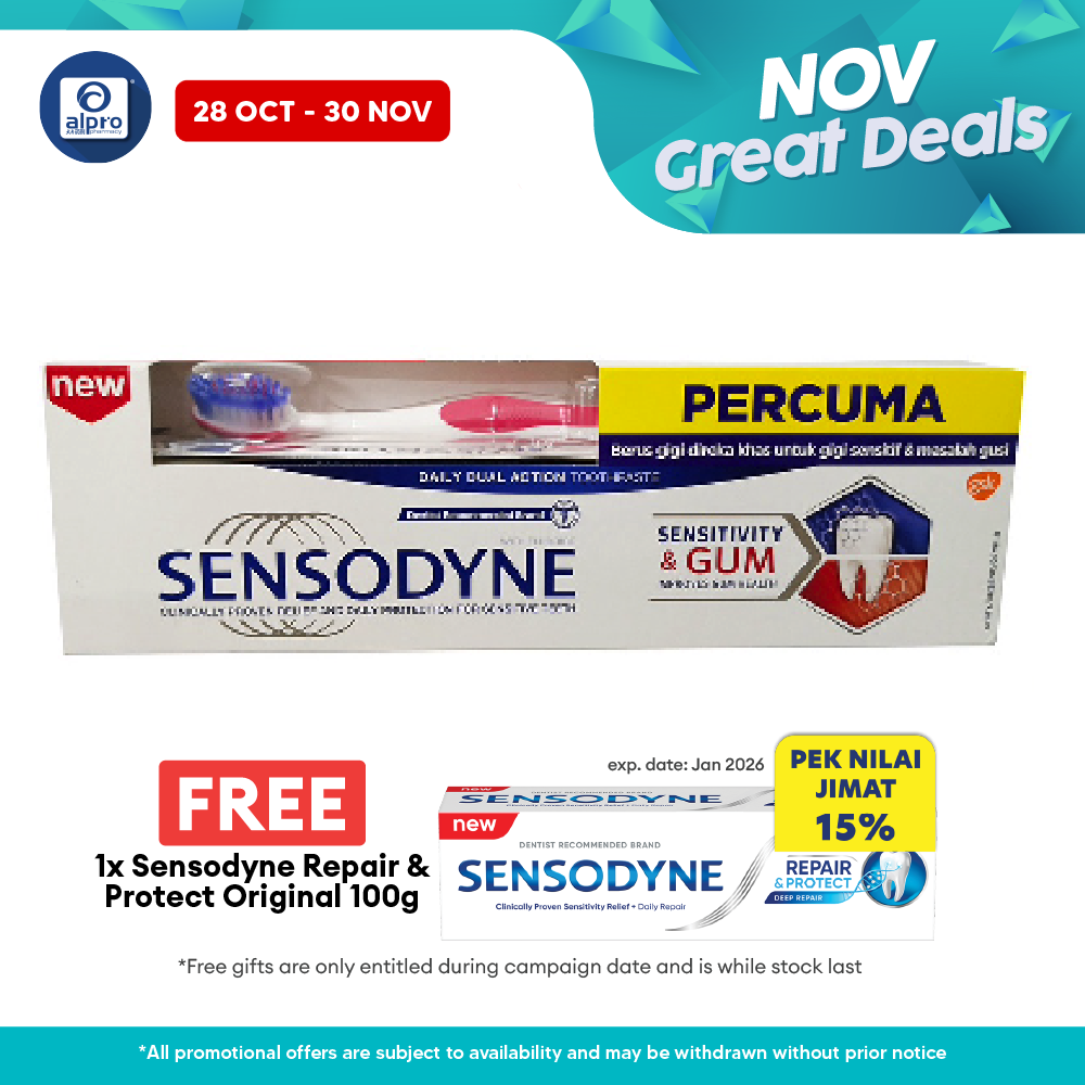 Sensodyne Sensitivity & Gum 100g Free Toothbrush | Relieve Tooth Sensitivity Sensodyne