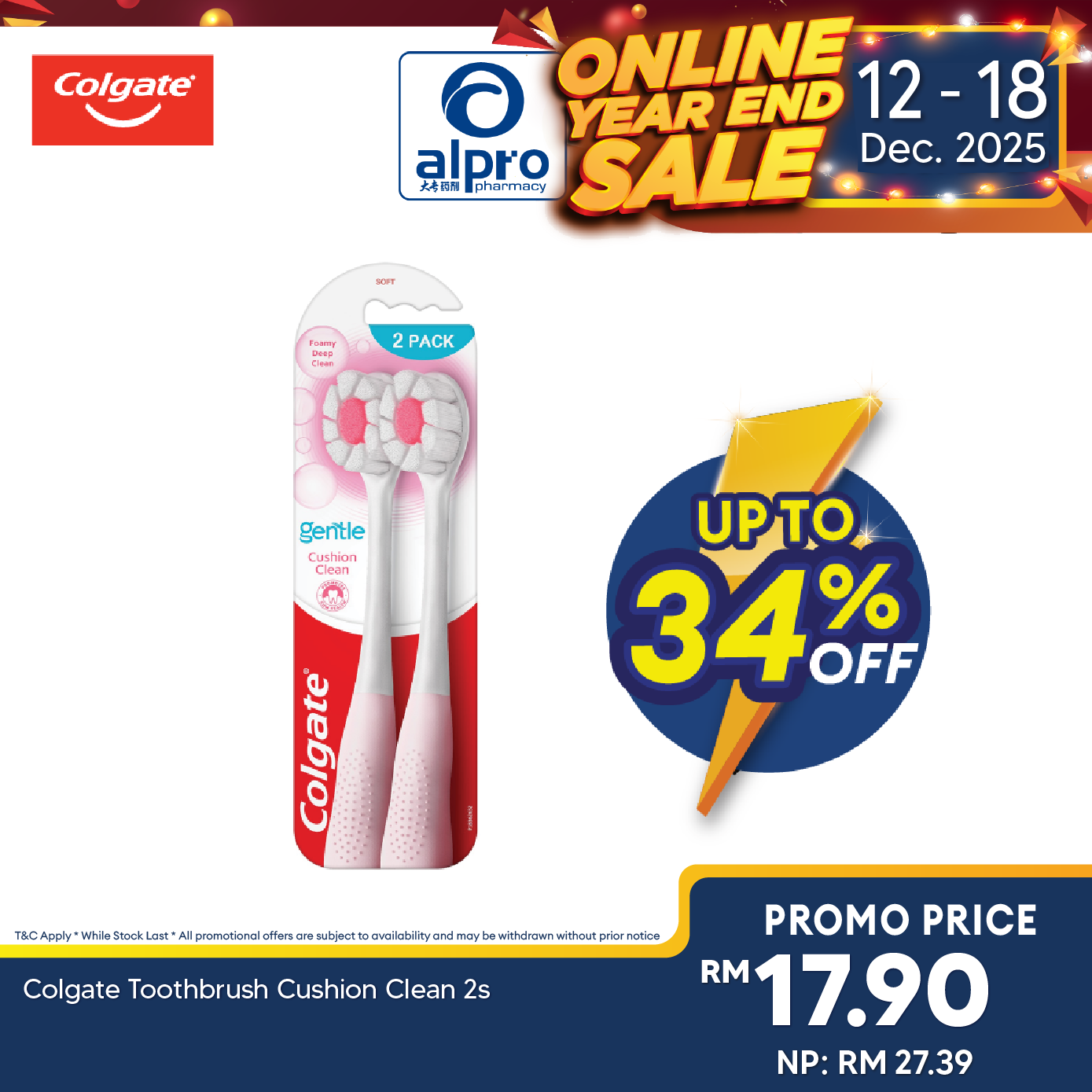 Colgate Toothbrush Cushion Clean 2s COLGATE