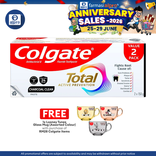 Colgate Total 12 Hour Protection Charcoal Deep Clean 150g 2s | Long Hour Protection Colgate