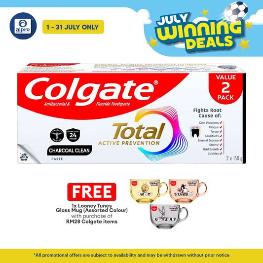Colgate Total 12 Hour Protection Charcoal Deep Clean 150g 2s | Long Hour Protection Colgate