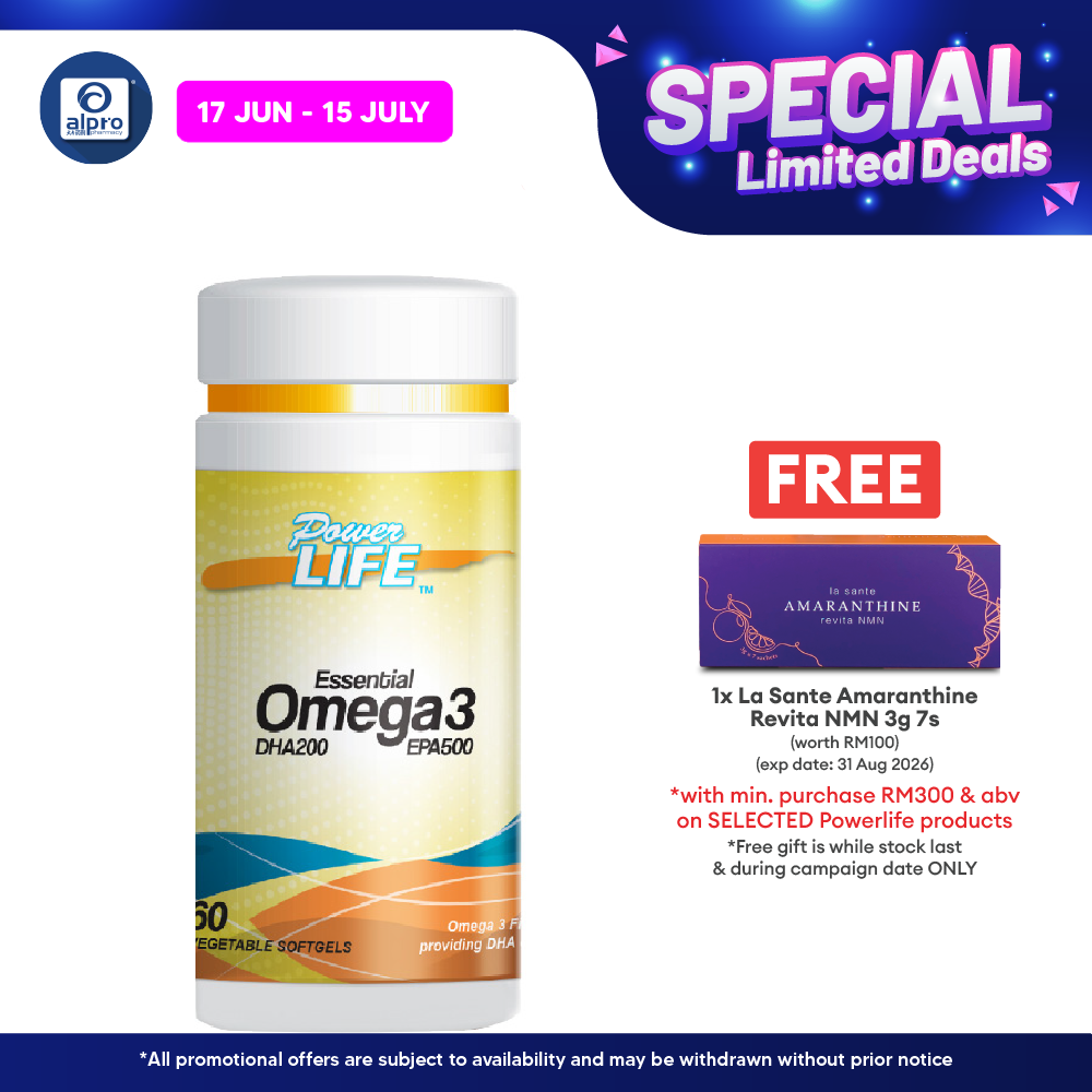 Powerlife Essential Omega 3 (DHA 200mg EPA 500mg) 60s Powerlife