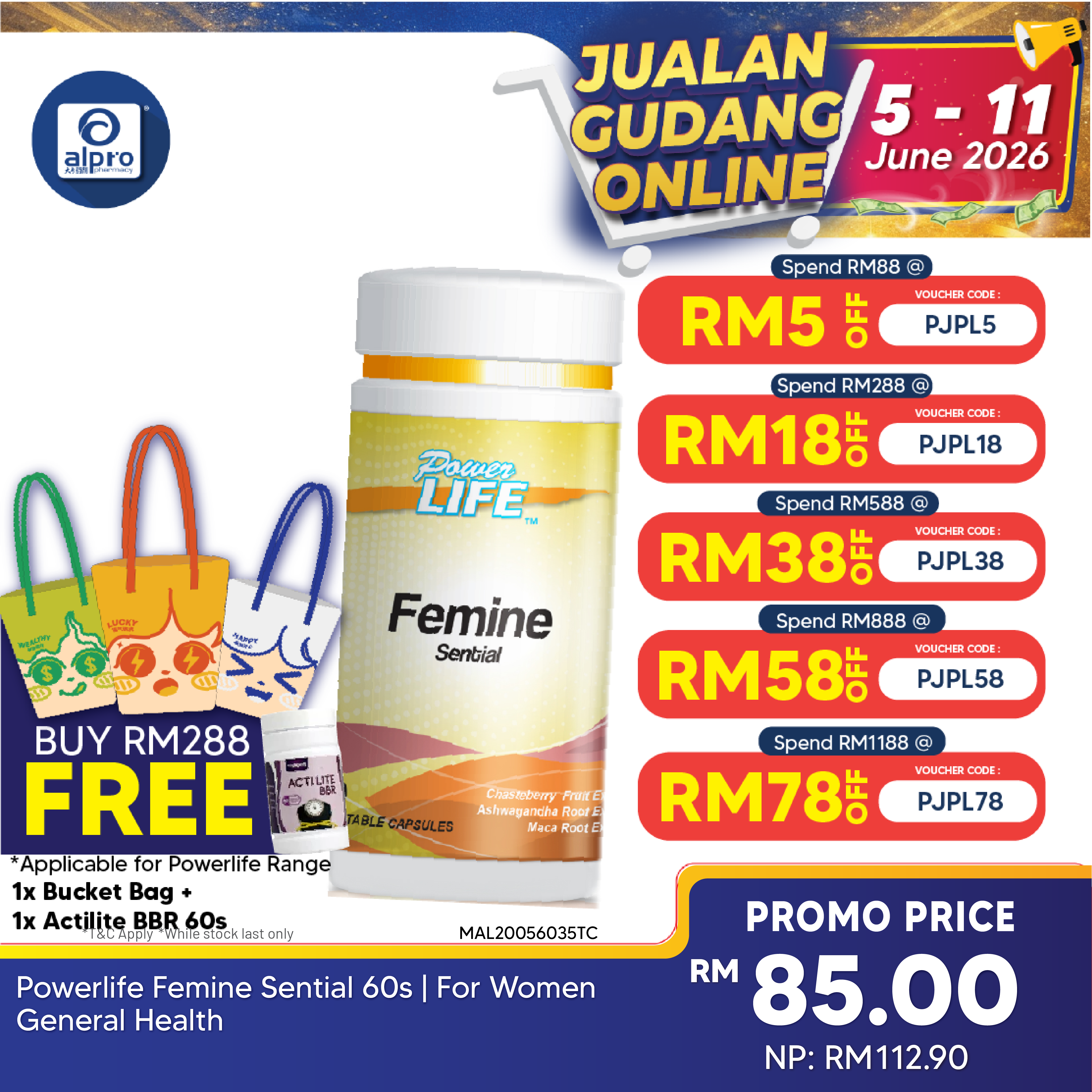 Powerlife Femine Sential 60s | For Women General Health Powerlife