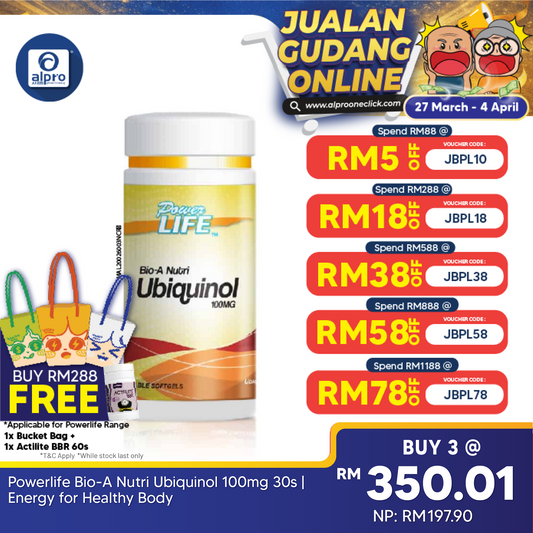 Powerlife Bio-A Nutri Ubiquinol 100mg 30s | Energy for Healthy Body Powerlife