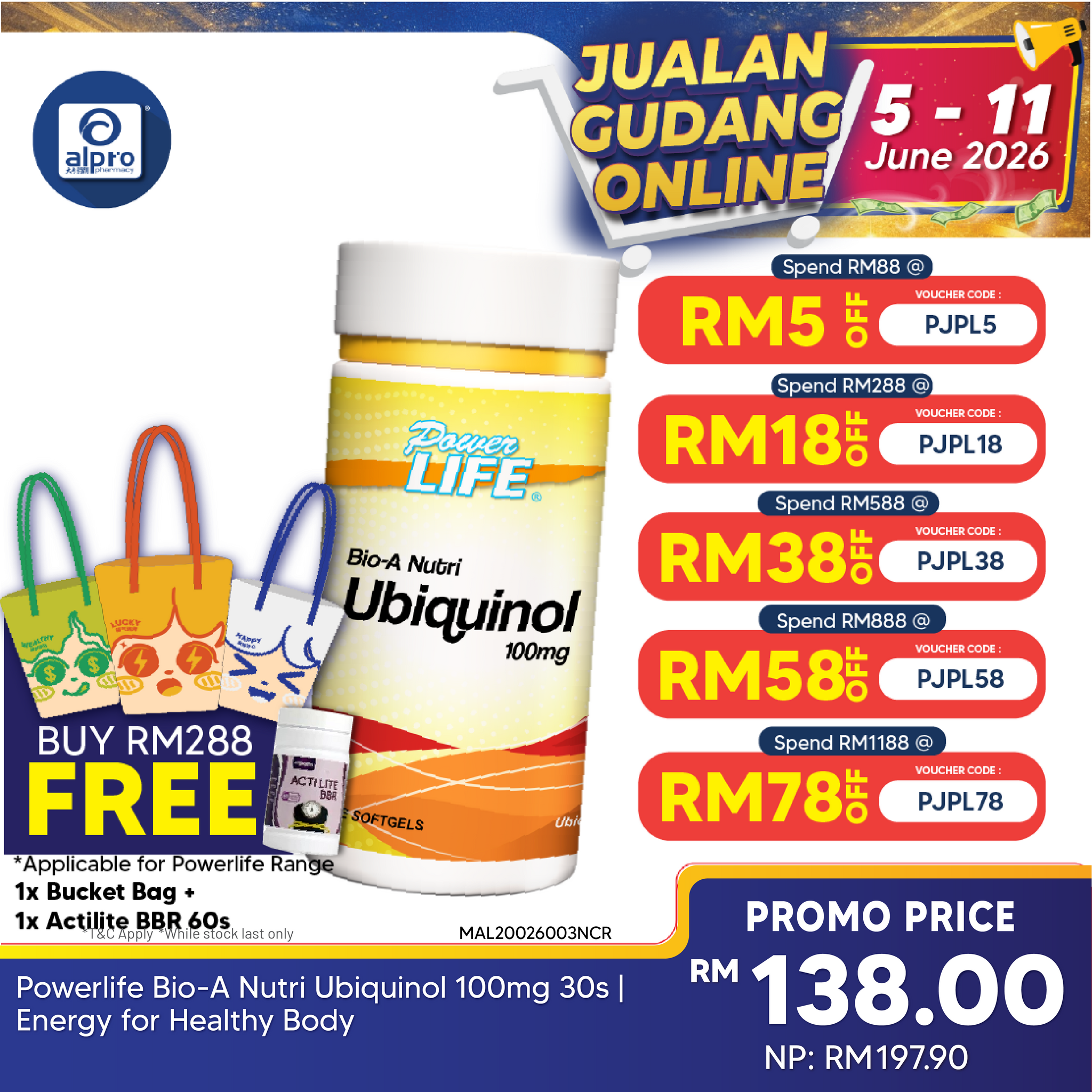 Powerlife Bio-A Nutri Ubiquinol 100mg 30s | Energy for Healthy Body