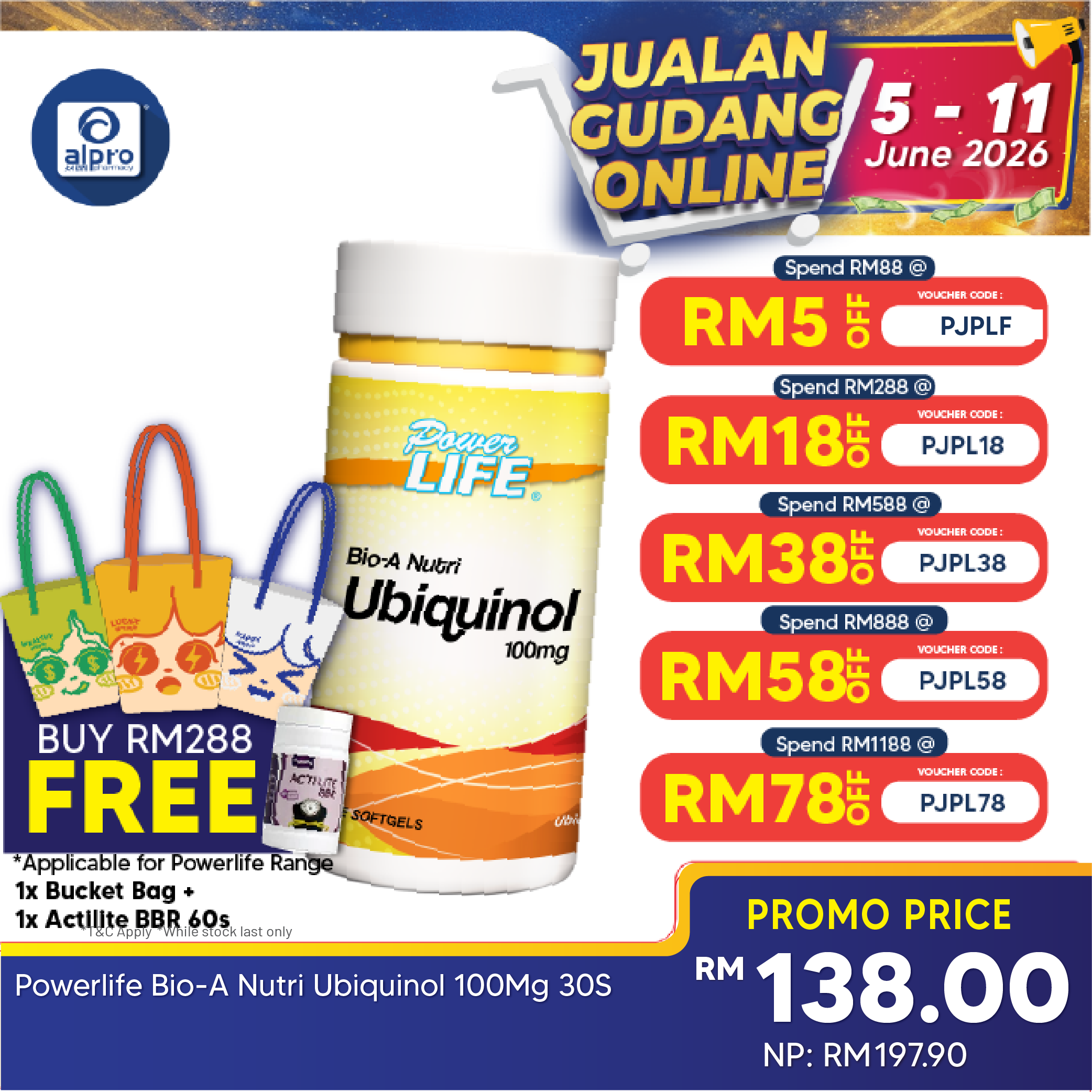 Powerlife Bio-A Nutri Ubiquinol 100mg 30s | Energy for Healthy Body Powerlife