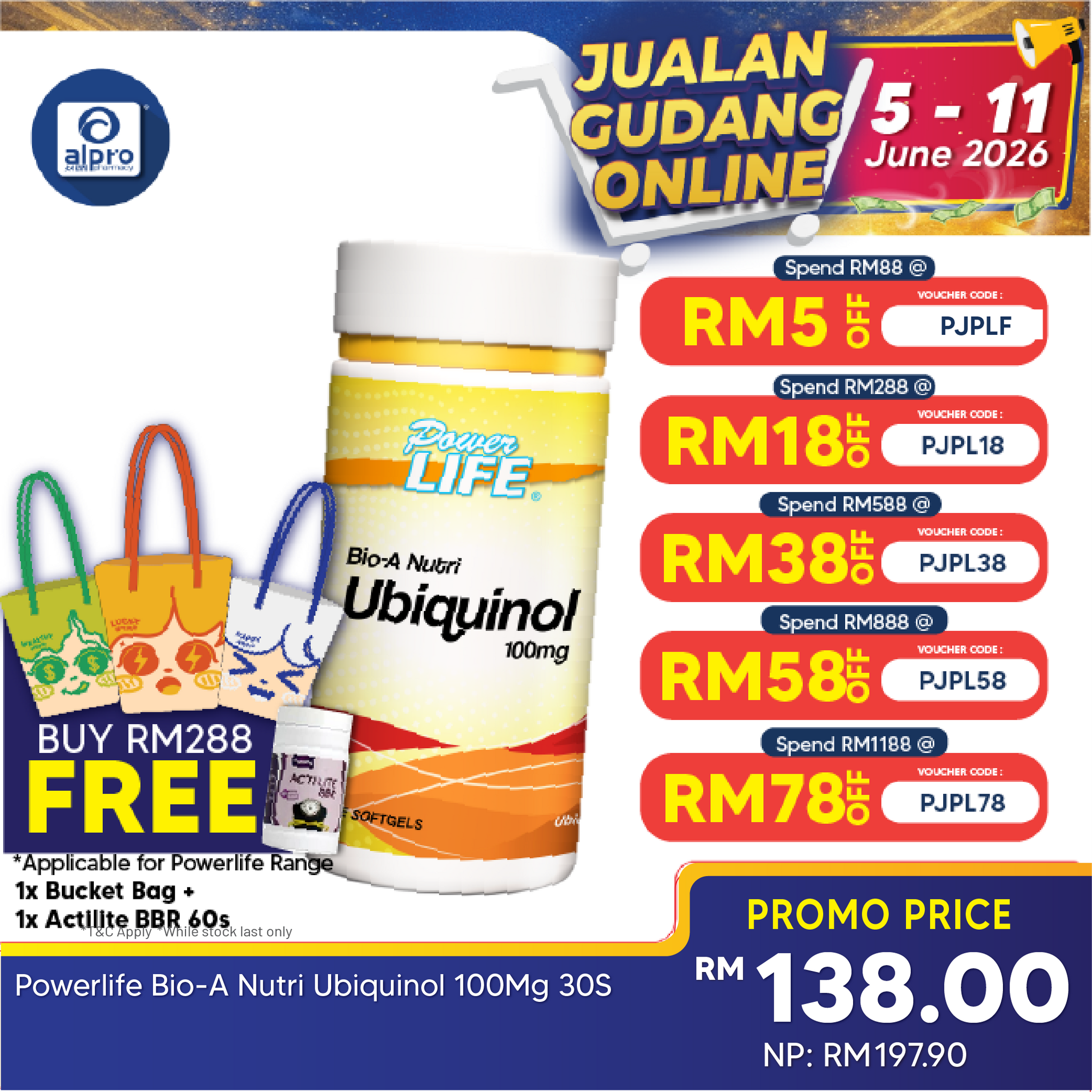 Powerlife Bio-A Nutri Ubiquinol 100mg 30s | Energy for Healthy Body Powerlife