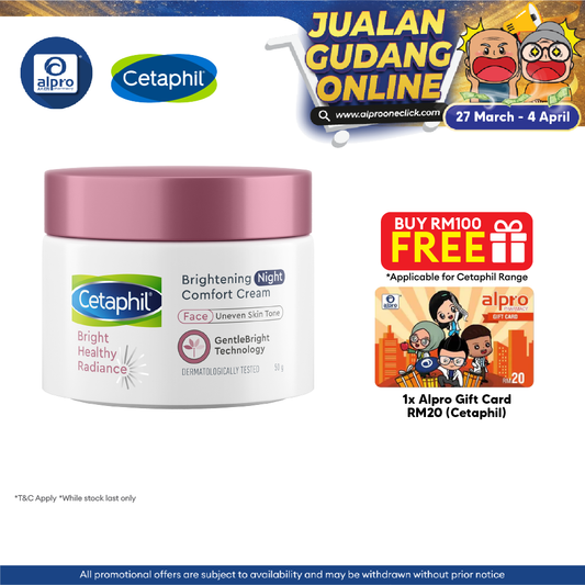 Cetaphil Bright Healthy Radiance Night Comfort Cream 50g | Works to Correct Dark Spot Cetaphil