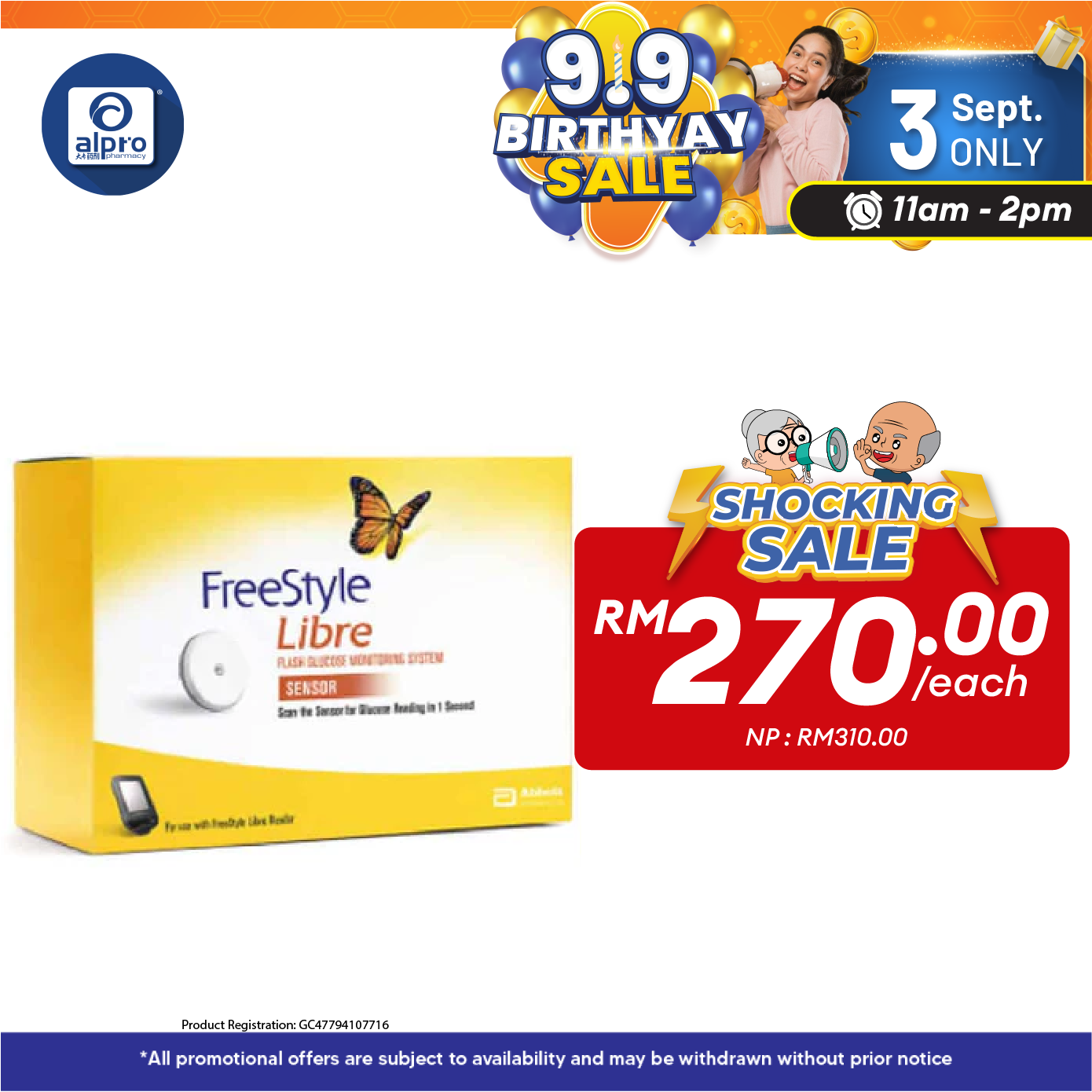 Abbott Freestyle Libre Continuous Glucose Monitoring Sensor(14 Days) | Automatically Measures Alpro Pharmacy