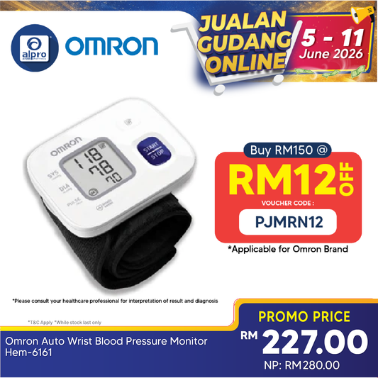 Omron Auto Wrist Blood Pressure Monitor HEM-6161 | Hand Cuff Wrap Easy To Monitor Omron